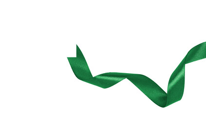 Green ribbon isolated on transparent background, Element PNG image.