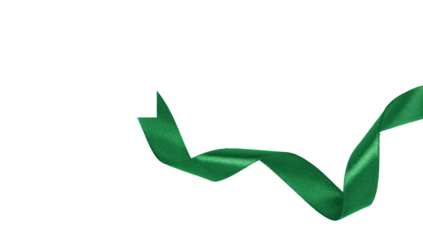 Green ribbon isolated on transparent background, Element PNG image.