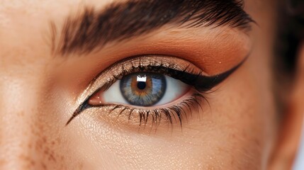 Obraz premium Expertly Accentuated Eye with Captivating Eyeliner and Mascara Highlighting Precision and Allure