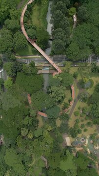 Aerial view of Infinity Link Bridge at Tebet eco park Jakarta, Indonesia.