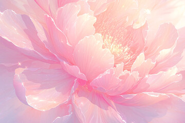 Pink peony flower with pink petals and a pink petal illustrations