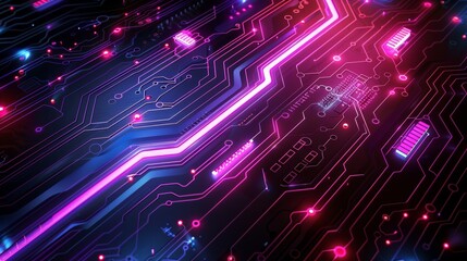 Circuit Pattern with Neon Light 