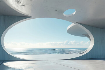 Modern buildings by the lake. Empty architectural background.
