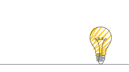One line drawing idea bulb for business concept