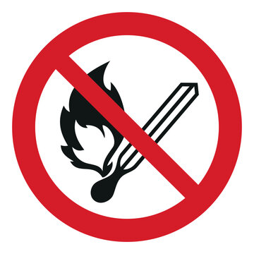 iso prohibition safety signs v2 no open flame symbol and pictogram only size 1 x 1 round shape