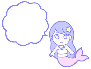 人魚イラストふきだし青線