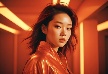 Futuristic Korean Asiatic woman