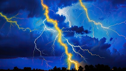 lightning in the night sky