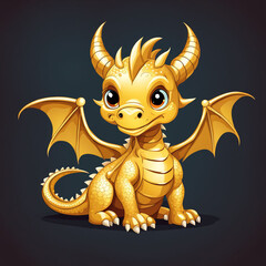 Fototapeta premium cute gold dragon illustration vector