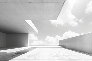 Obraz premium Plaza of solitude: minimalist architecture with an open sky 