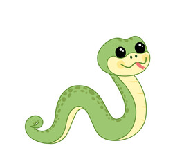 Crawling snake. Side view. Cute snake. Cartoon, vector.