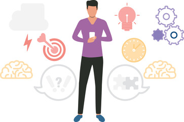 The boy is using mobile.