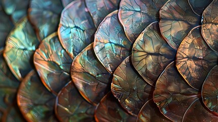 Fototapeta premium Intricate Patterns on Shimmering Fish Scale Close Up