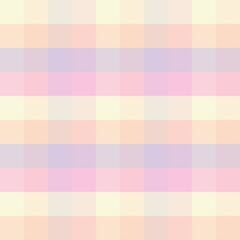 Pattern cuadrillé de color morado, lila, violeta, rosa, amarillo y naranja. Fondo de cuadros de colores suaves y desaturados. Diseño de cuadrículas