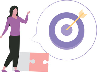 The girl is pointing at the target goal.