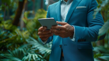 Close-up of a businessman using a digital tablet