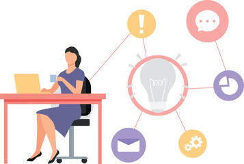 The girl is working on laptop.