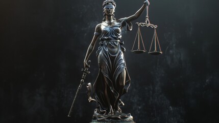 Symbol of justice, Scales of justice in the hands of a woman statue. Impartial court.