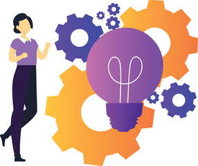 Girl showing ideas of business settings.