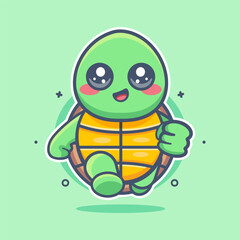 cheerful turtle animal character mascot running isolated cartoon