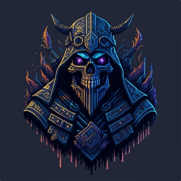 Undead ancient demon warlord covered with ironclad armor
