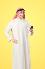 Arab eastern man use mobile phone