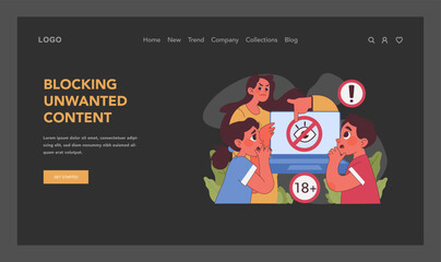 Blocking unwanted content concept. Flat vector illustration