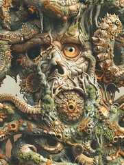 29 Evolution of a cyclops, one-eyed giant, growth stages, mythical presence, hyper detailed