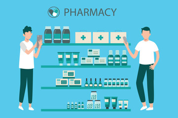 The boys are standing in the pharmacy.