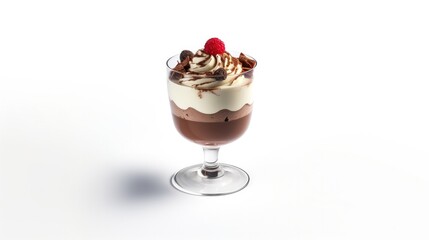 A glass of ice cream with chocolate Isolated on white background