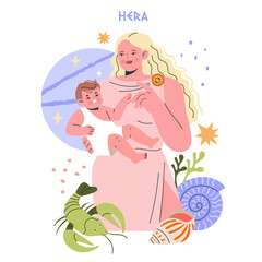 Ancient Greek Gods. Flat Vector Illustration