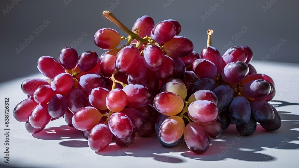 Wall mural some grapes that are on top of a white plate with some green and red ones