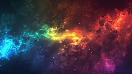 Fototapeta premium Dynamic and colorful abstract art depicting a vibrant rainbow nebula, blending shades of blue, green, yellow, and red..