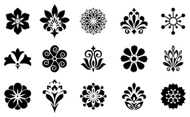 Flowers icon set. Flowers isolated on transparent background. Flowers in modern simple. Cute round flower plant nature collection. Vector illustrator