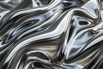 Glossy silver metal fluid glossy chrome mirror water effect background backdrop texture