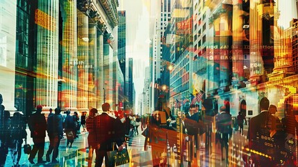 Energetic collage of an IPO event with images of investor enthusiasm, stock market listings, and financial milestones