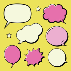 set of colorful speech bubbles