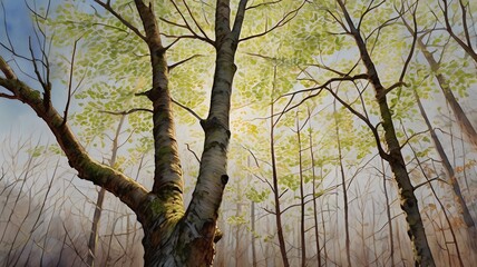 Fototapeta premium Maple grove awakening to spring 04