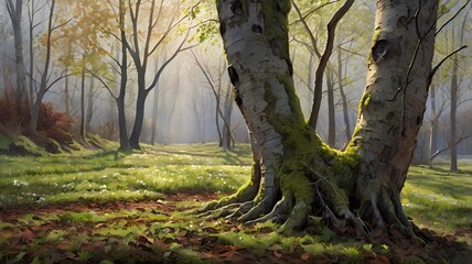 Fototapeta premium Maple grove awakening to spring 08
