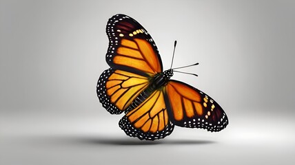 Fototapeta premium Granater AI Monarch butterfly with vibrant orange and black wings, resting on a clean white background.