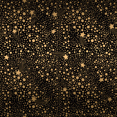 Seamless pattern with gold stars. Vector.