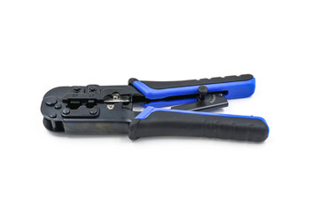 Modular plug crimper for RJ-45, white background, Crimper, Twisting Cable Tool for Crimping RJ 45 LAN cable