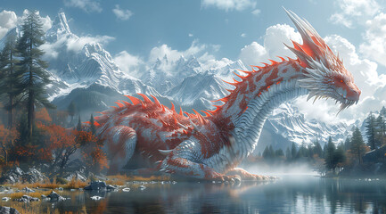 dragon statue in the mountains