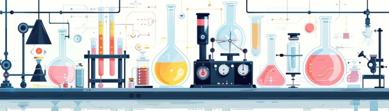 Detailed vector illustration of a classic heliography process, showing the equipment, chemicals, and development stages, educational and visually appealing
