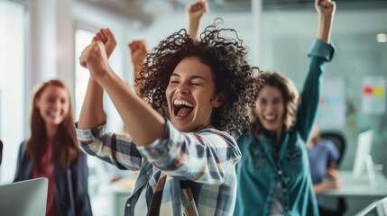 business owner The team was surrounded to celebrate the important milestone.