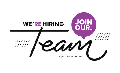 Join our team speech bubble on handwritten style. Hand drawn lettering style, one line drawing, signature, brush, calligraphy, monoline. vector Illustration