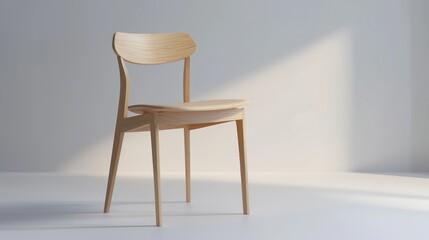 Wooden chair Modern minimalist, home decor furniture, isolated on a white background.