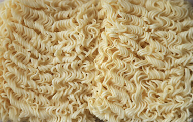 Close up of instant noodle with boiled water for create food work content