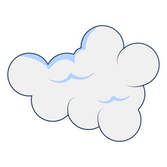 Clouds Element Isolated on White Background. Simple Cute Cartoon Design, Flat Style Vector Illustration.