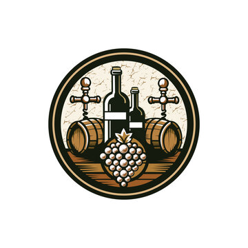 recommend clip art: winery logo or icon, emblem. Label for menu design restaurant or cafe. Lettering vector illustration